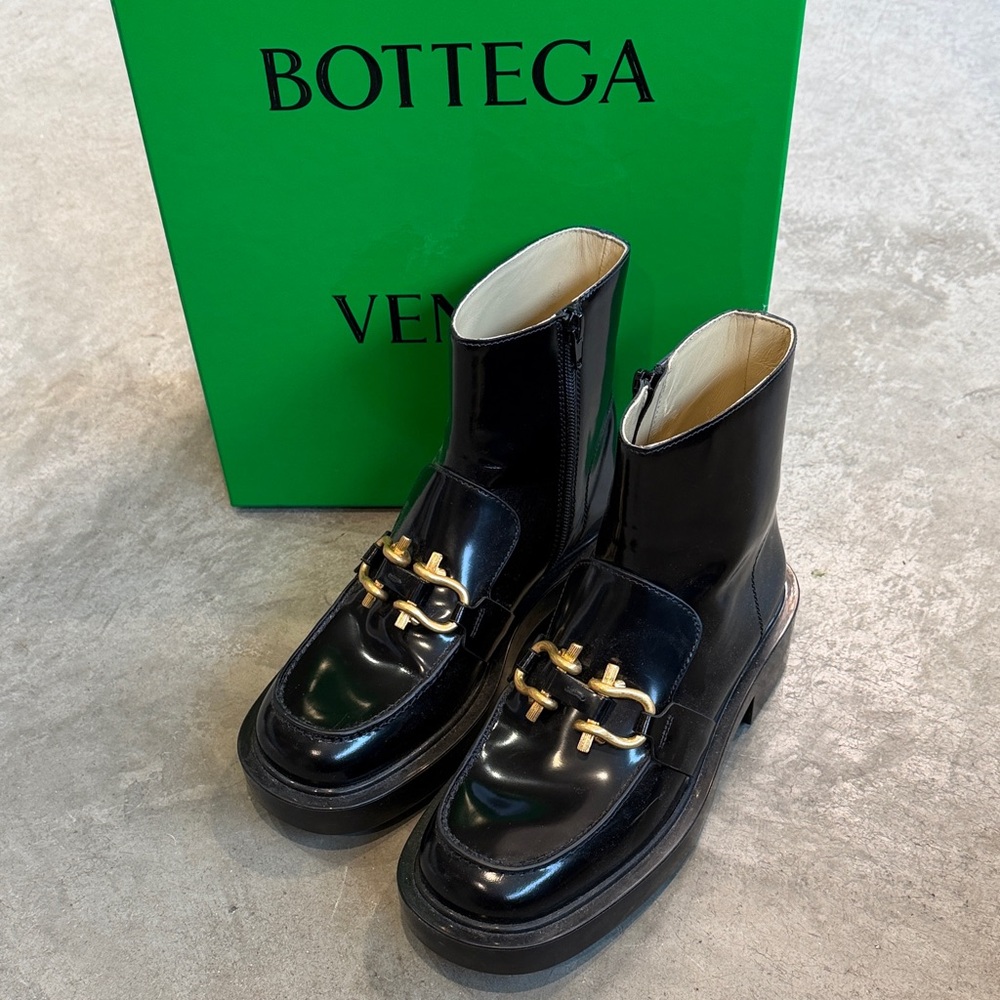 Bottega Veneta Black Boots with Gold Hardware